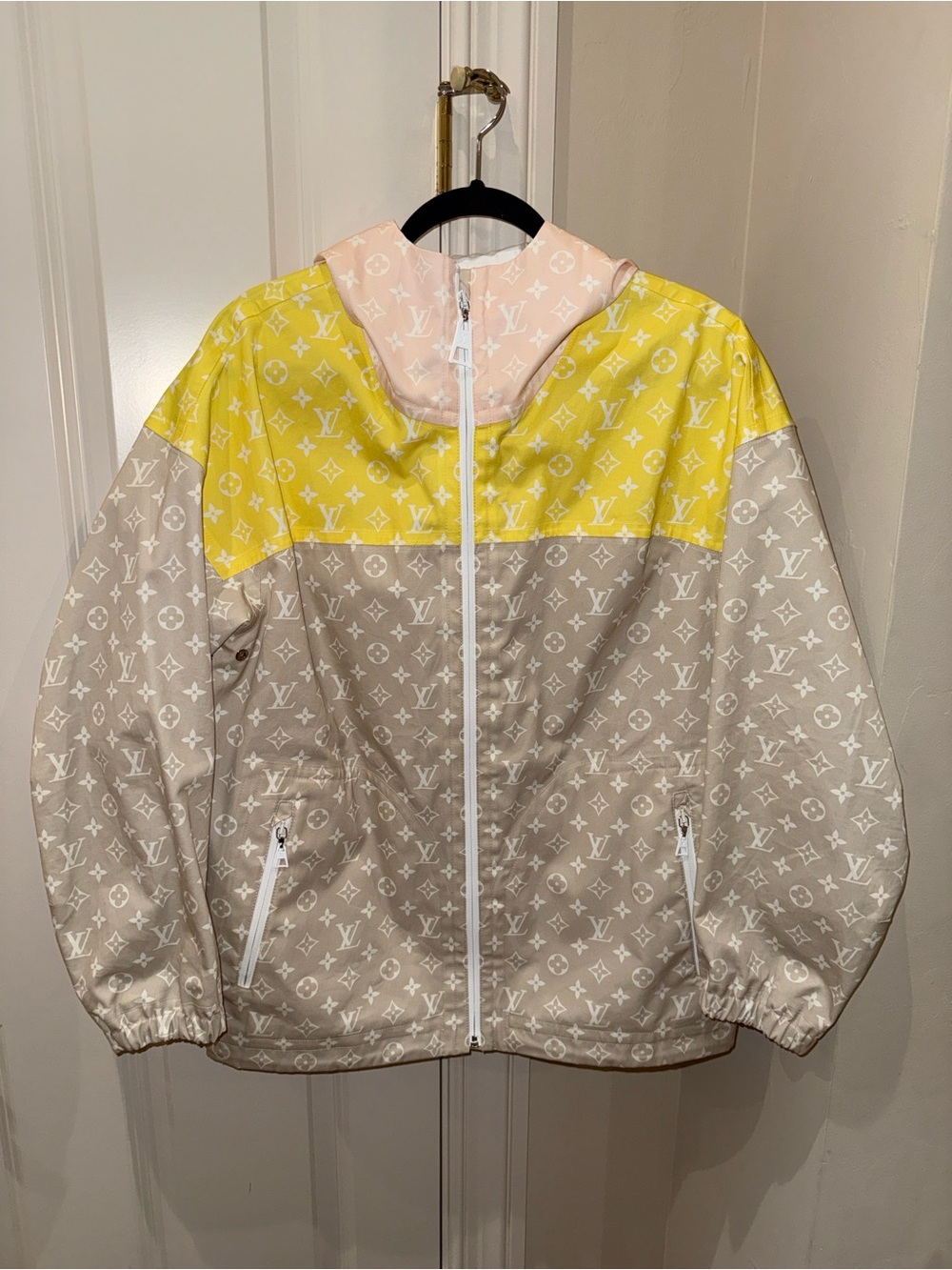 Louis Vuitton Colorblock Monogram Jacket in Yellow, Pink, Beige.